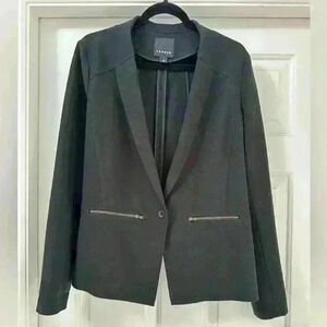 Trouvé‎ Stylish Black Lined Blazer/Jacket Zipper Detail Size Large